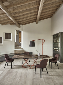 DELTA - Barrel-shaped steel and wood dining table by Bontempi Casa - view 3